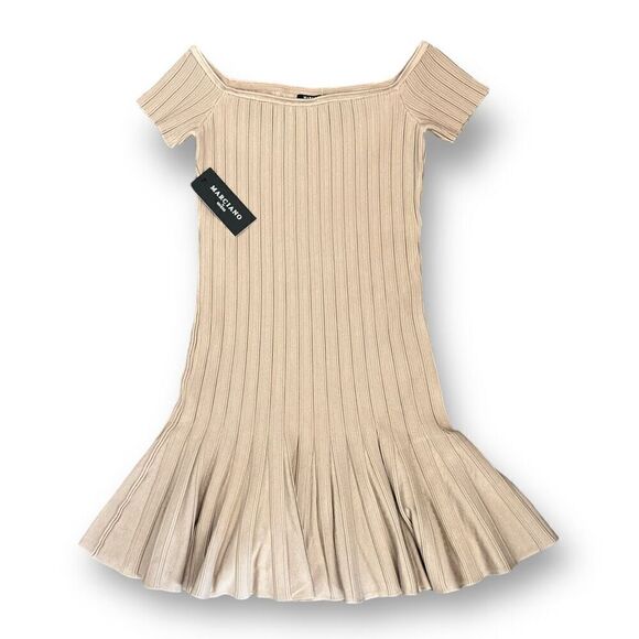 Marciano By Guess Ranya Sweater Dress Nude Sand Size Medium - Picture 2 of 7